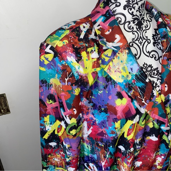 SHEIN Curve Size 3XL Clasi Graffiti Print Single Button Blazer Without Belt - Picture 9 of 11